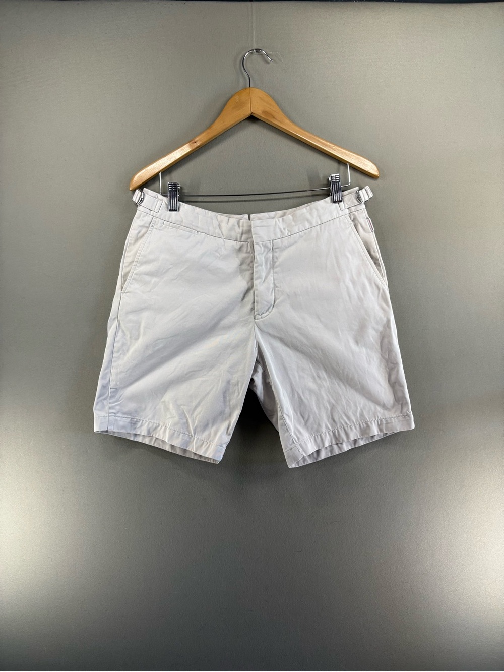 Orlebar Brown Norwich Chino Shorts Mens 32 Gray Side Adjusters Luxury
